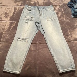 Curvy super high rise skinny jeans with rips
